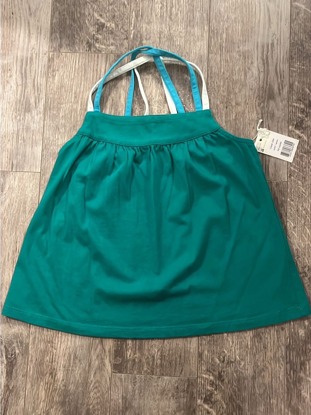 Boden Girls Teal Tank Top with White and Light Blue Straps Size 8/9 NWT